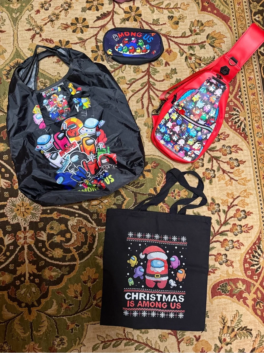 Amoung Us Black Tote Bag and Accessories Set - brand new !!